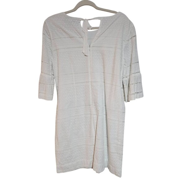 J. Crew Womens White Textured Bell Sleeve Dress Size 4 Cotton - Picture 2 of 16
